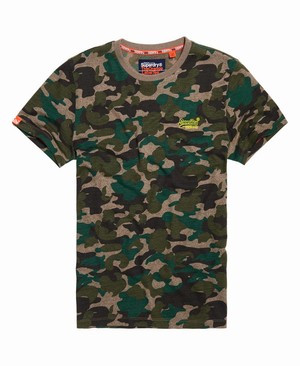 Superdry Orange Label Vintage Embroidery Férfi Pólók Khaki/Camo | ZFXUY2368